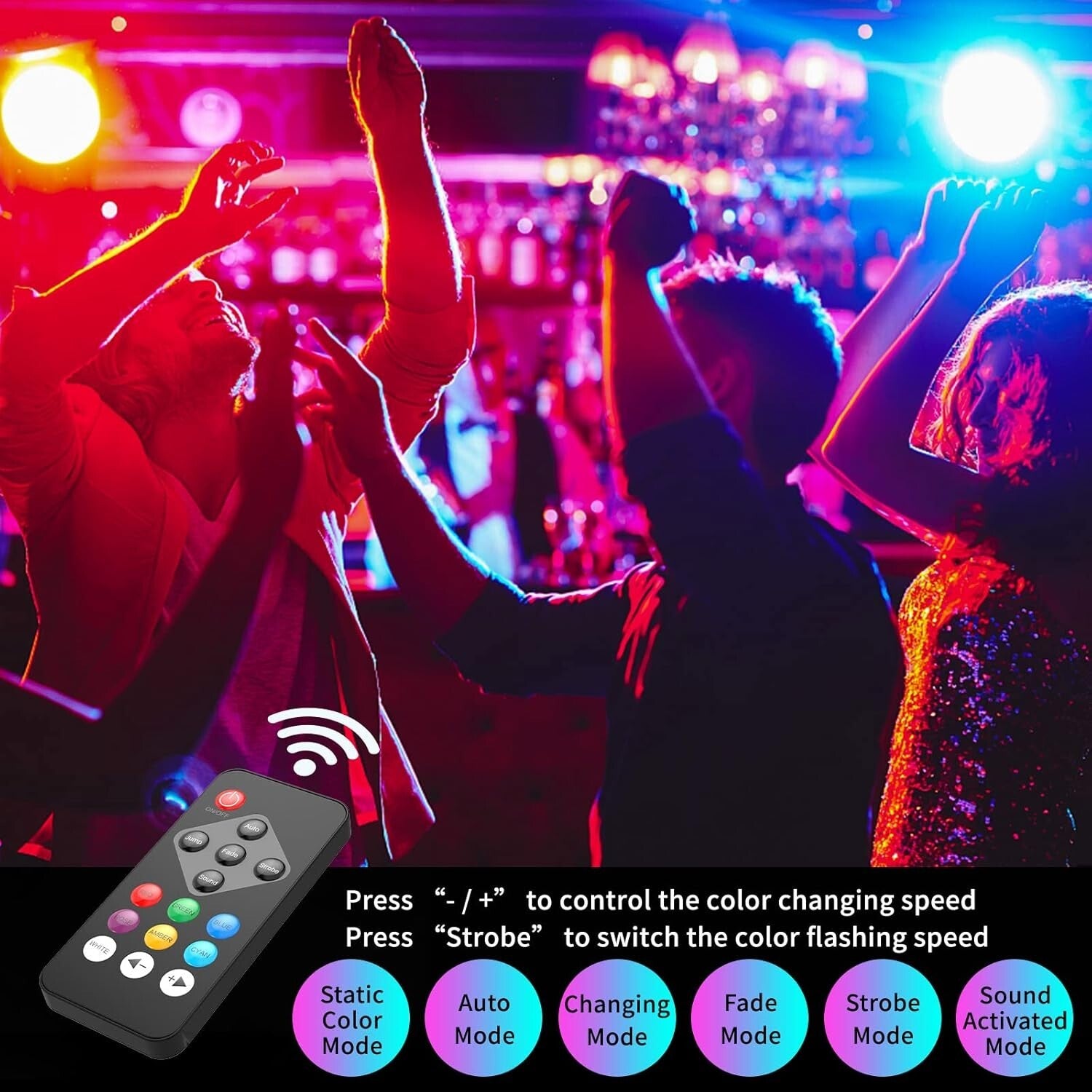 Vibrant 54 LED Strobe Lights - Remote & Sound Activated for Ultimate Party Vibes