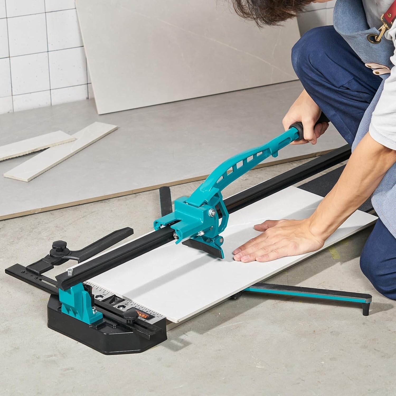 Professional Grade 40-Inch Tile Cutter with Adjustable Rulers - Ergonomic Design