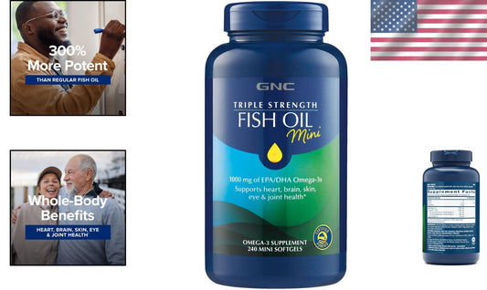 240 Mini Softgels Triple Strength Fish Oil - 1000mg Omega-3 for Heart & Eyes