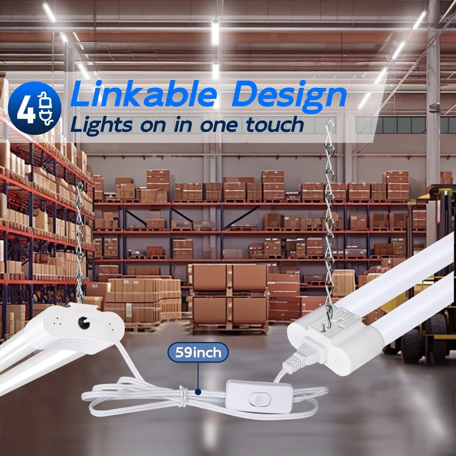Energy Efficient 4FT Linkable LED Lights - 42W, ETL Certified Utility Solution