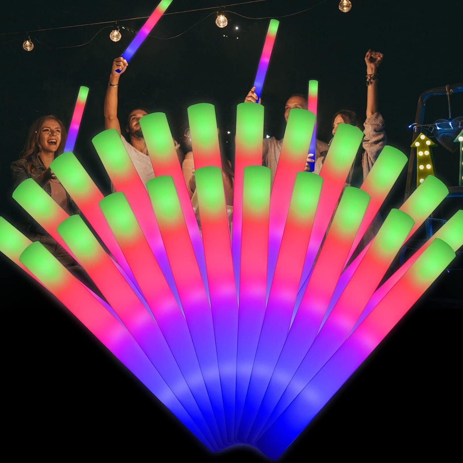42 Pack LED Foam Glow Sticks - Three Flashing Modes for Unforgettable Parties
