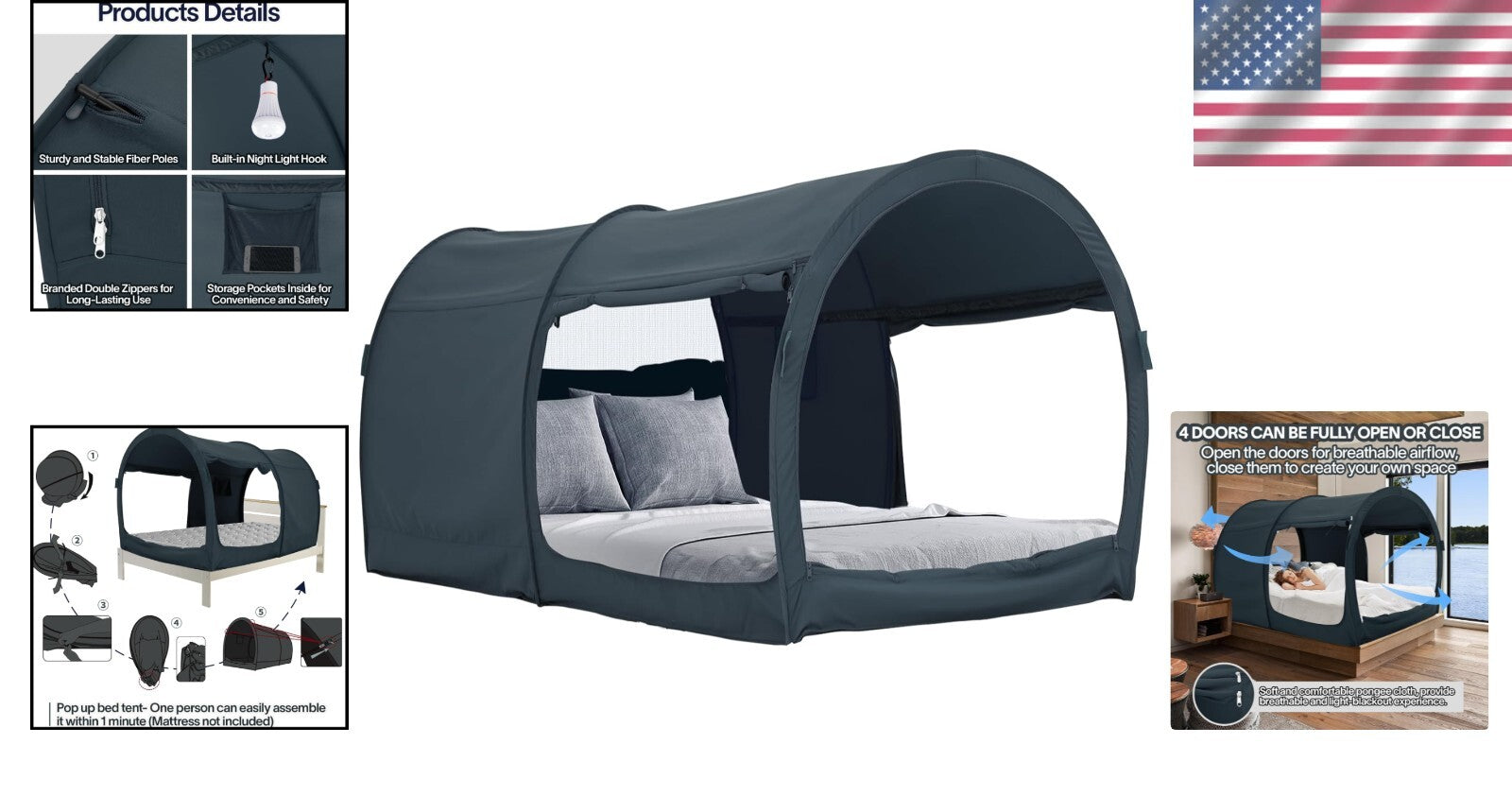 Breathable Indoor Privacy Tent for Twin Beds - Cozy Sleep Space Anywhere