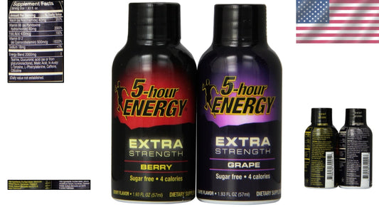 Extra Strength Berry & Grape Variety Pack - Sugar-Free Energy Drink (Pack of 2)