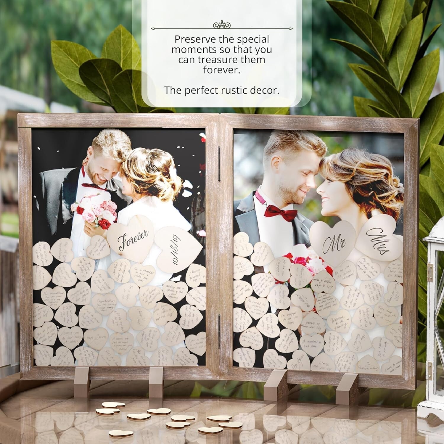 Customizable Rustic Heart Drop Box Guest Book for Wedding Receptions - 17x13in