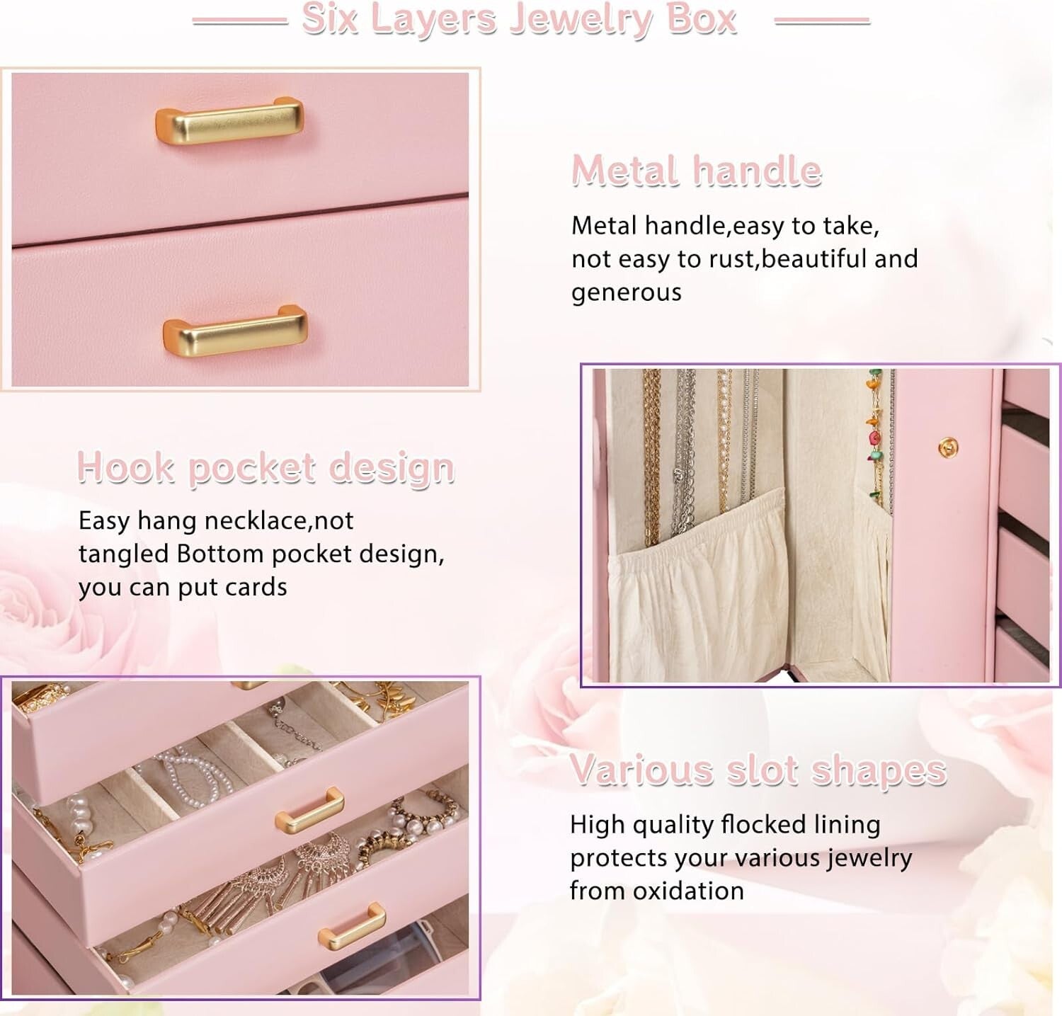 5-Drawer Jewelry Box with Large Mirror – Chic and Functional Organizer for Women