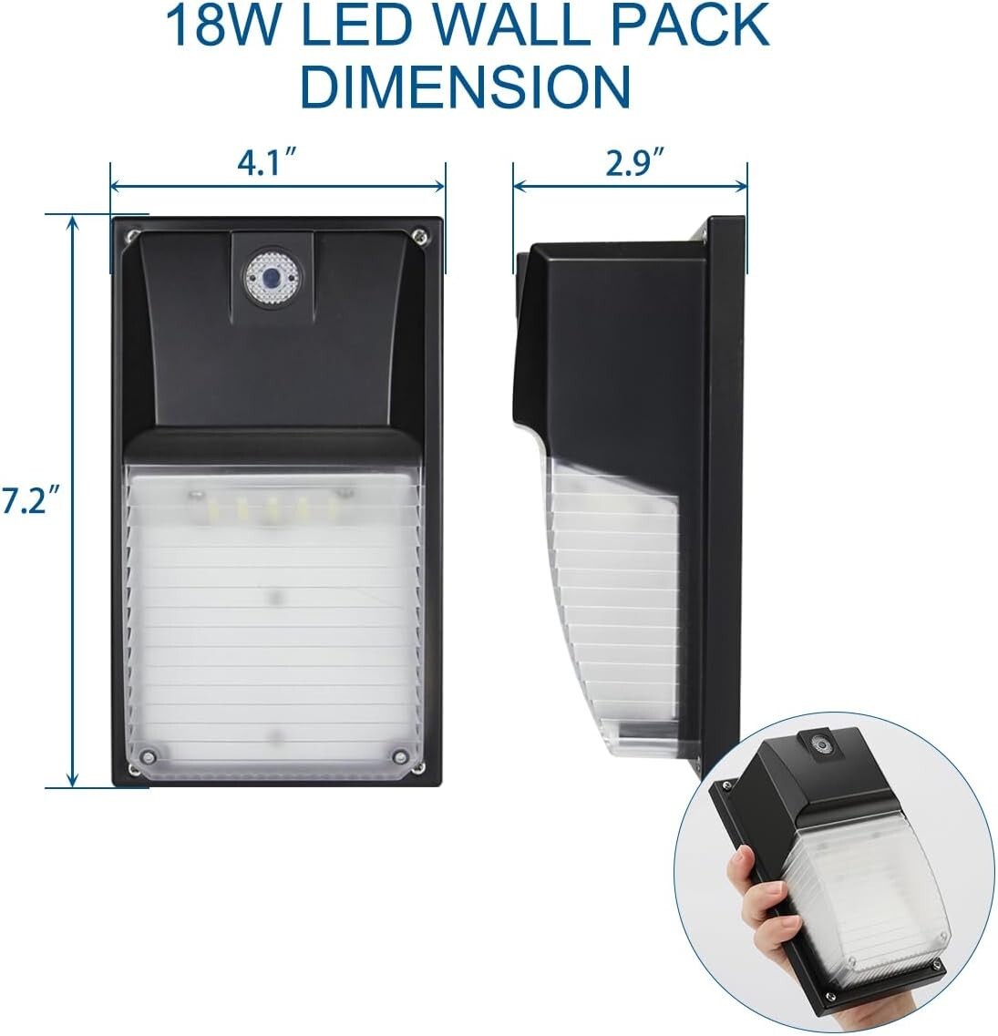 18W Waterproof LED Wall Pack Lights for Garage & Porch 2-Pack, 5000K Brightness