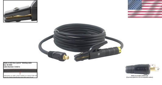 Flex-A-Prene 200 Amp Electrode Holder - 15 Feet Welding Cable, High Conductivity