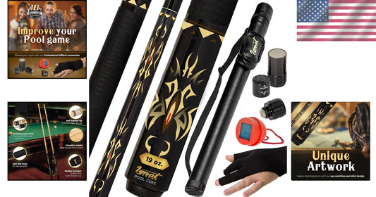 Complete 58" Pool Cue Set - Maple Cue, Care Kit, Glove & Chalk Accessories