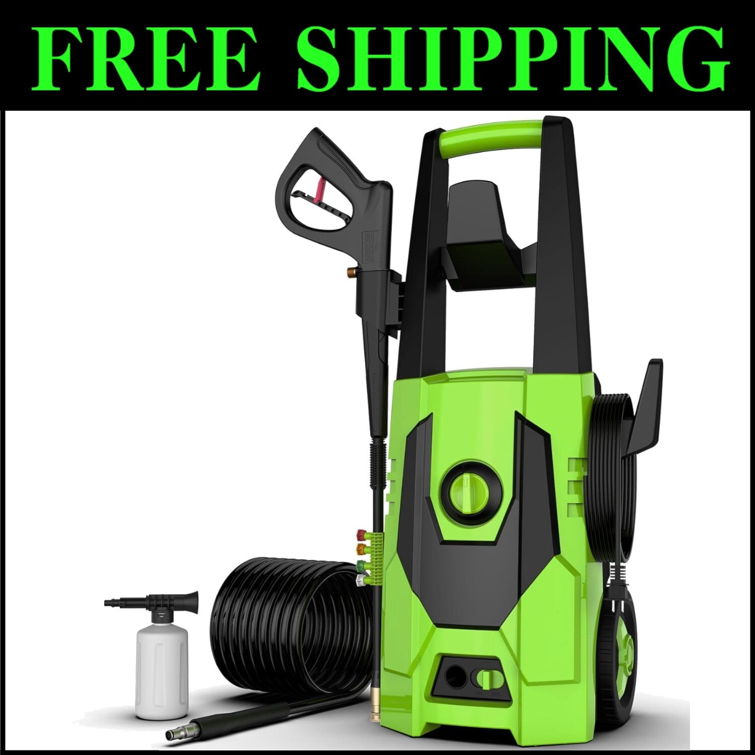 4800 PSI Electric Pressure Washer - Powerful 3.2 GPM Cleaning System in Green