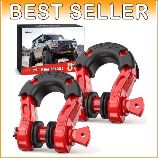 Premium 3/4" Mega D-Ring Shackles with 7/8" Pin- Ideal for Off-Road Recovery
