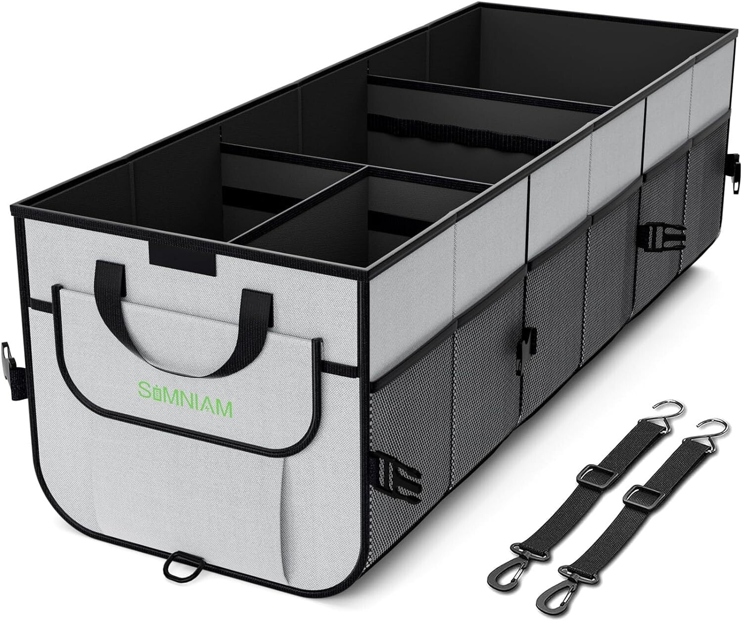 Heavy-Duty Collapsible Car Trunk Organizer with 4 Compartments & Insulated Bag