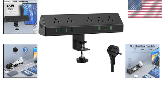 Versatile Fast Charging Station: 4 USB-C Ports, 5 Outlets with Surge Protection