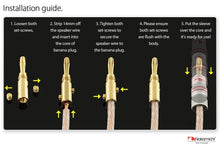 Load image into Gallery viewer, 24k Gold-Plated Speaker Banana Plugs - Secure Connections, 12-18 AWG, 16 Pcs