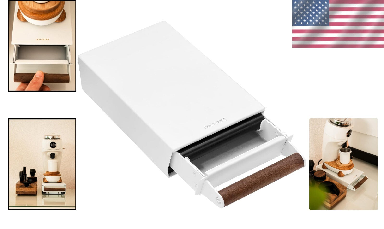 Epreo Knock Box: Coffee Knocker Drawer with Walnut Handle & Stainless Steel