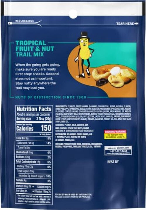 Tropical Fruit & Nuts Trail Mix - Pack of 6 Resealable 6oz Bags, Healthy Snack