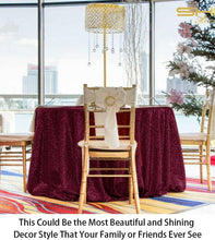 Load image into Gallery viewer, Luxurious 120-Inch Round Burgundy Sequin Tablecloth for Special Occasions
