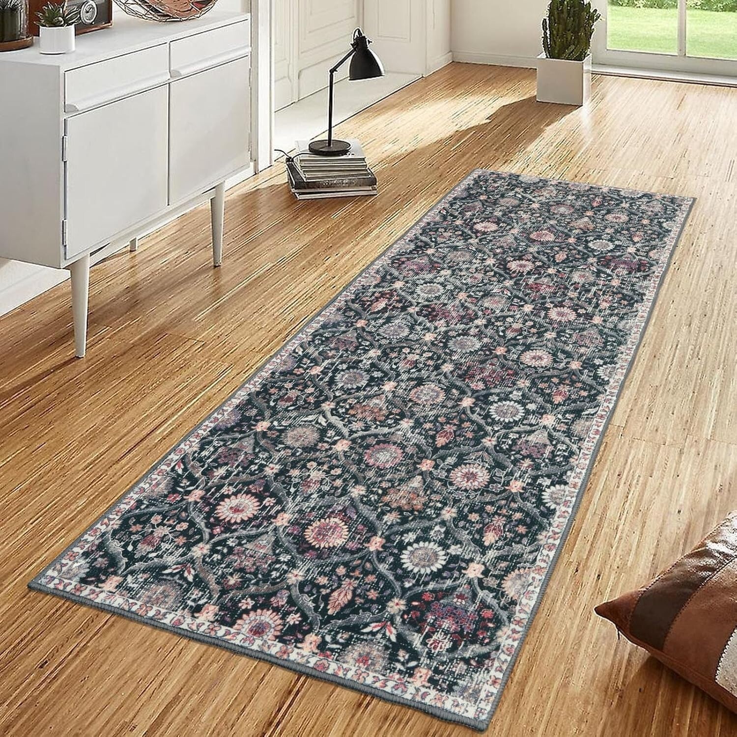 Ultra-Thin Non-Slip Moroccan Runner Rug 2'5''x8' - Perfect for Entryways