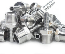 Load image into Gallery viewer, 316 Stainless Steel Barb Fitting Coupler 1/4" ID x 3/8" Male NPT - Pack of 25