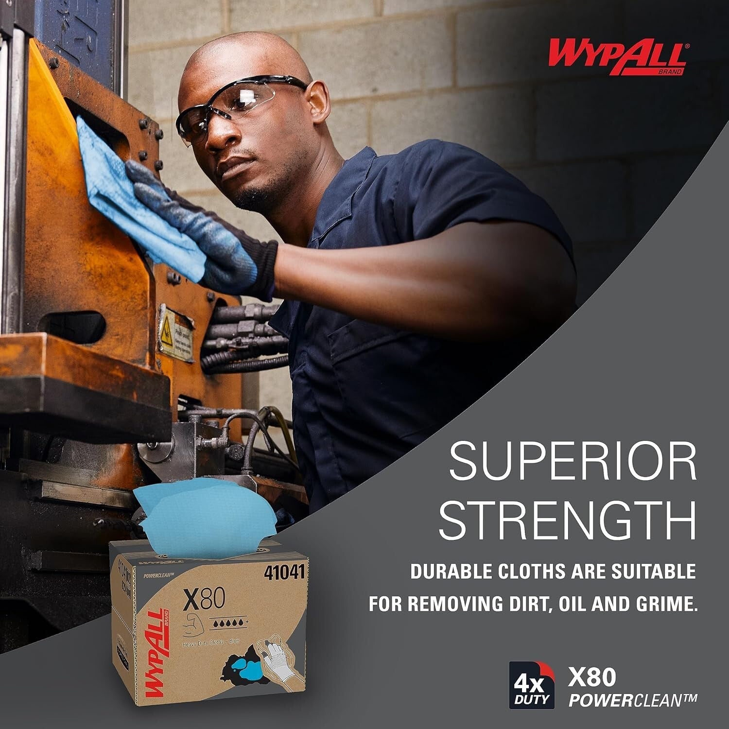 Power Clean X80 160-Count Heavy Duty Wipes - Effective for Oil and Grime Removal