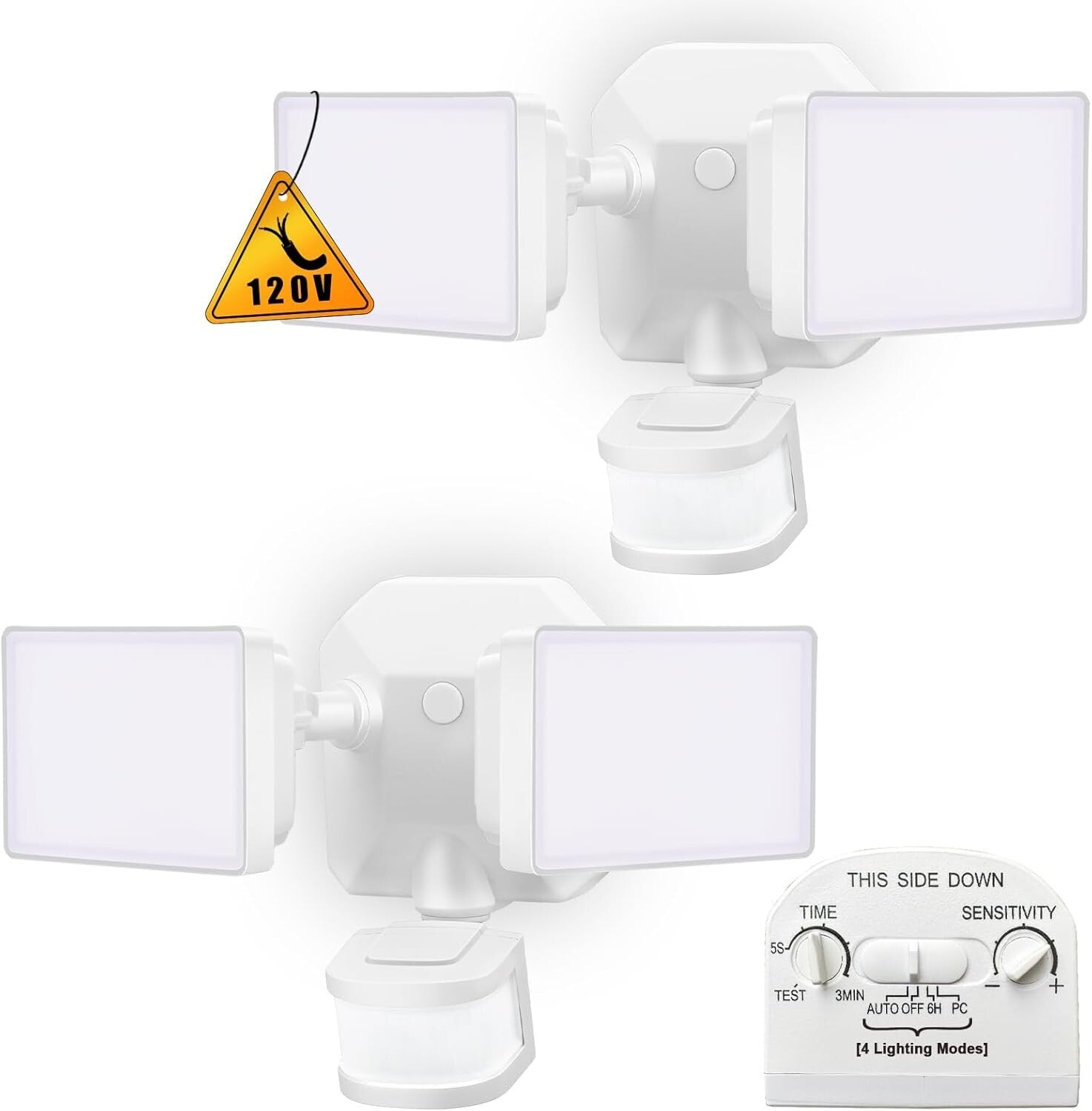 Bright 2800 Lumen Outdoor Motion Sensor Flood Lights - 4 Working Modes, 2-Pack