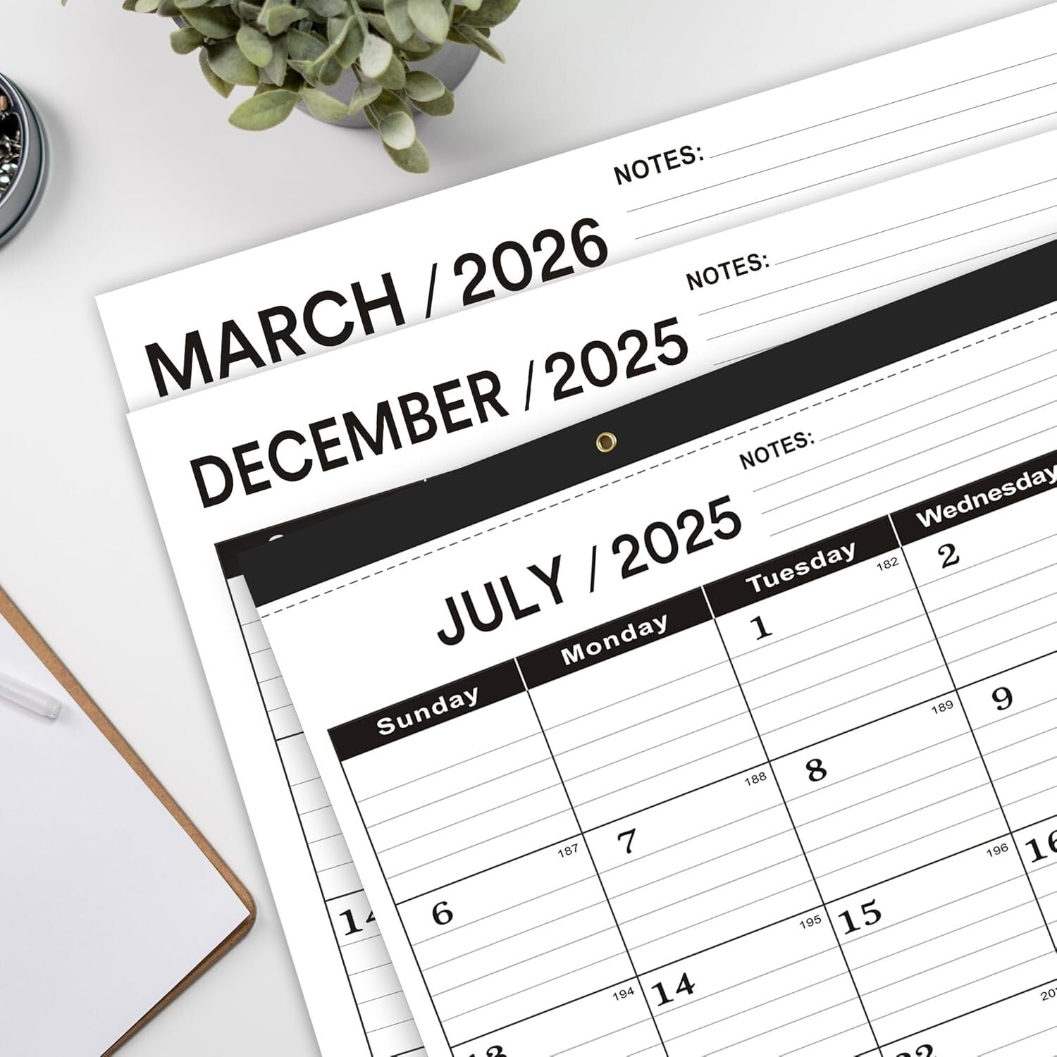 Extra Large 22x7 Classroom & Office Calendar 2025-2026 - Notes and Holidays