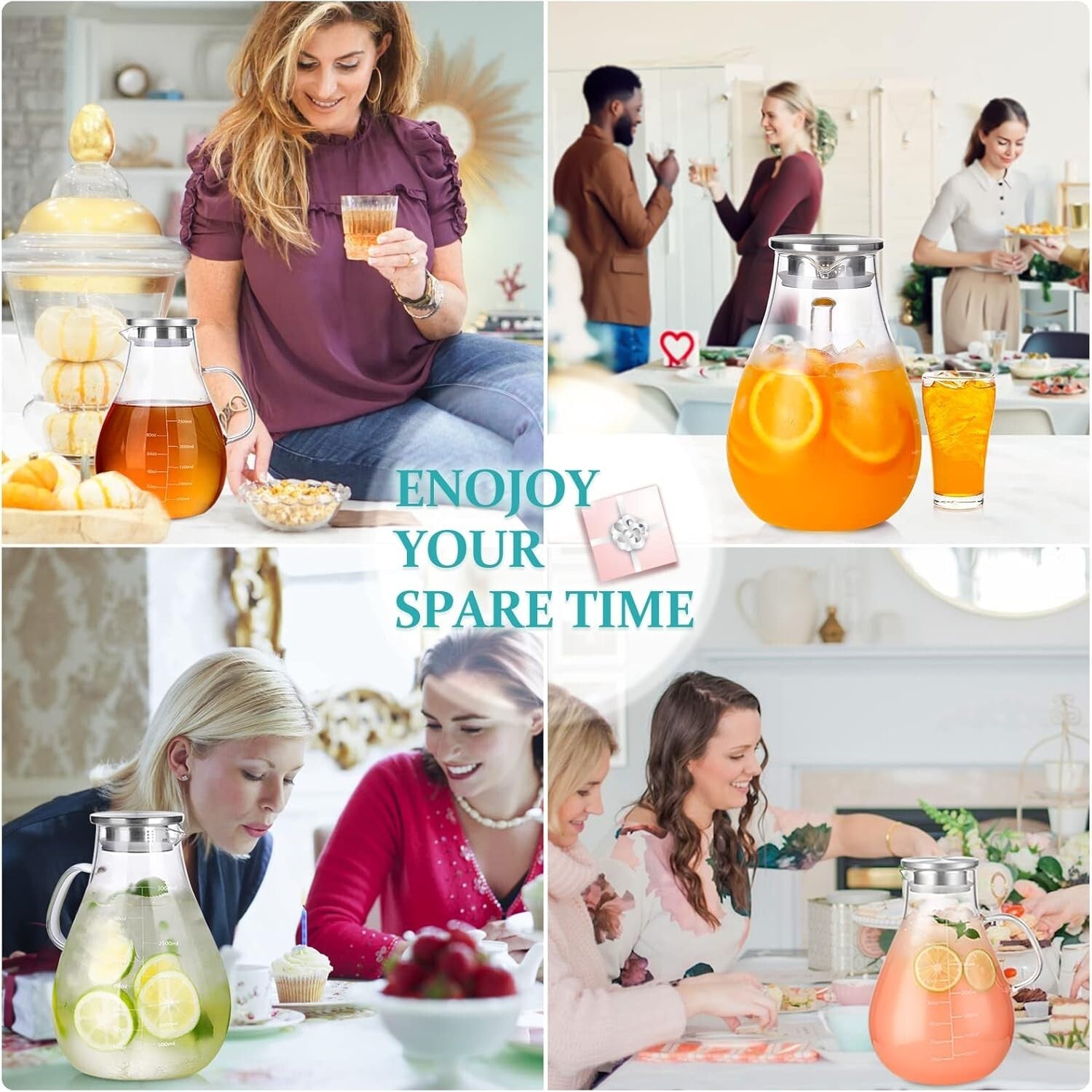 Stovetop-Safe 105.6oz Borosilicate Glass Pitcher with Hygienic Lid & Handle