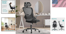 Load image into Gallery viewer, Ergonomic High-Back Office Chair with Lumbar Support and Flip-Up Armrests, Black