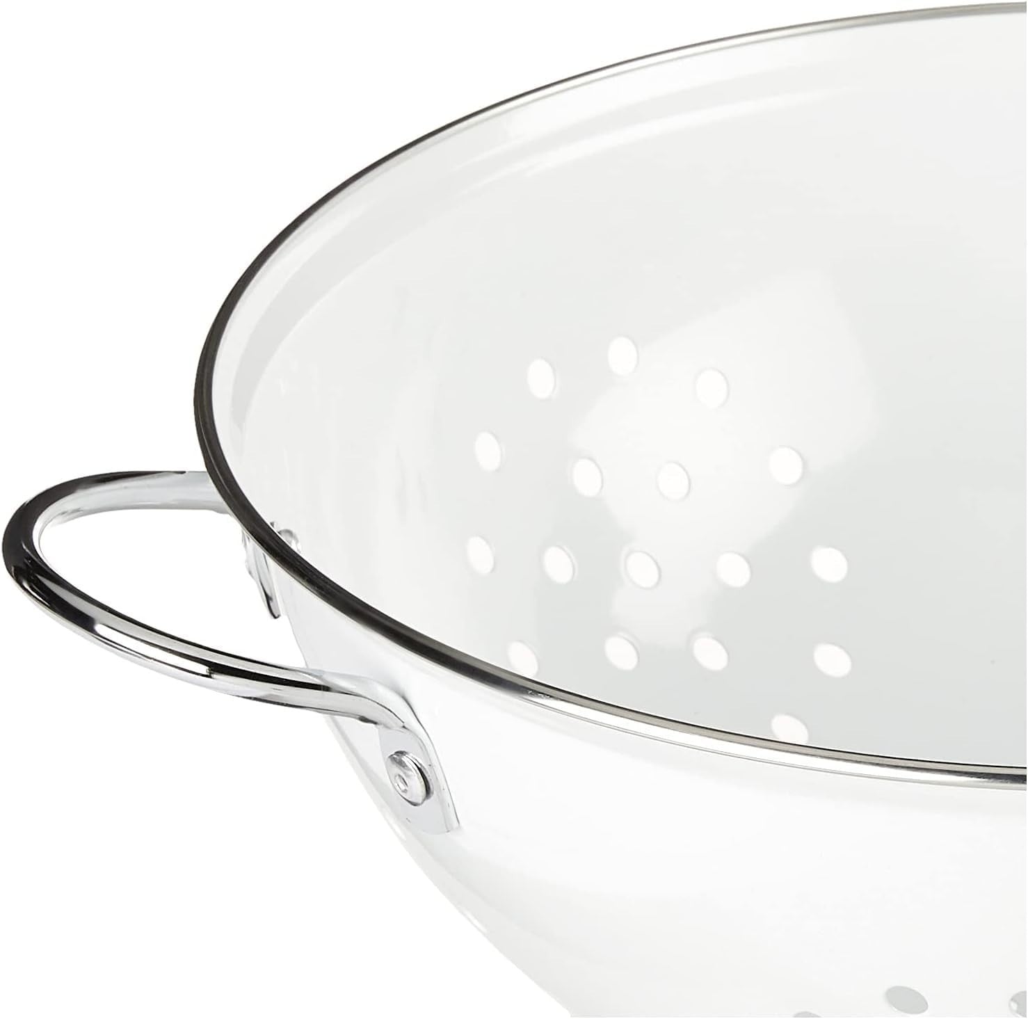 Art Deco 3 Quart Powder Coated Colander - Elegant Kitchen Essential in White