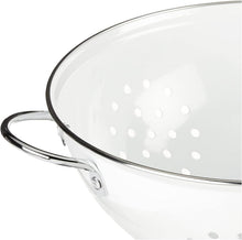 Load image into Gallery viewer, Art Deco 3 Quart Powder Coated Colander - Elegant Kitchen Essential in White