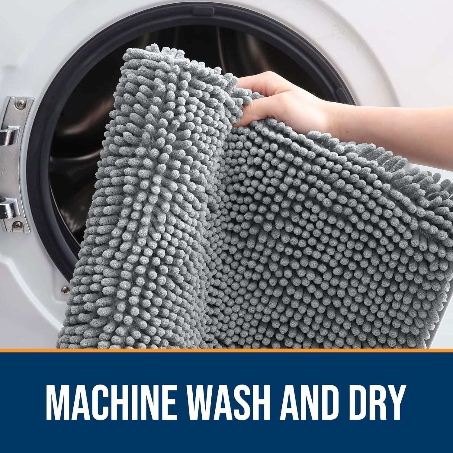 48x30 Absorbent Chenille Dog Door Mat - Soft Grey Non-Slip Entryway Rug