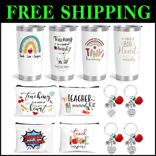 Stylish 12 Piece Teacher Appreciation Set with Tumblers & Personalized Gifts