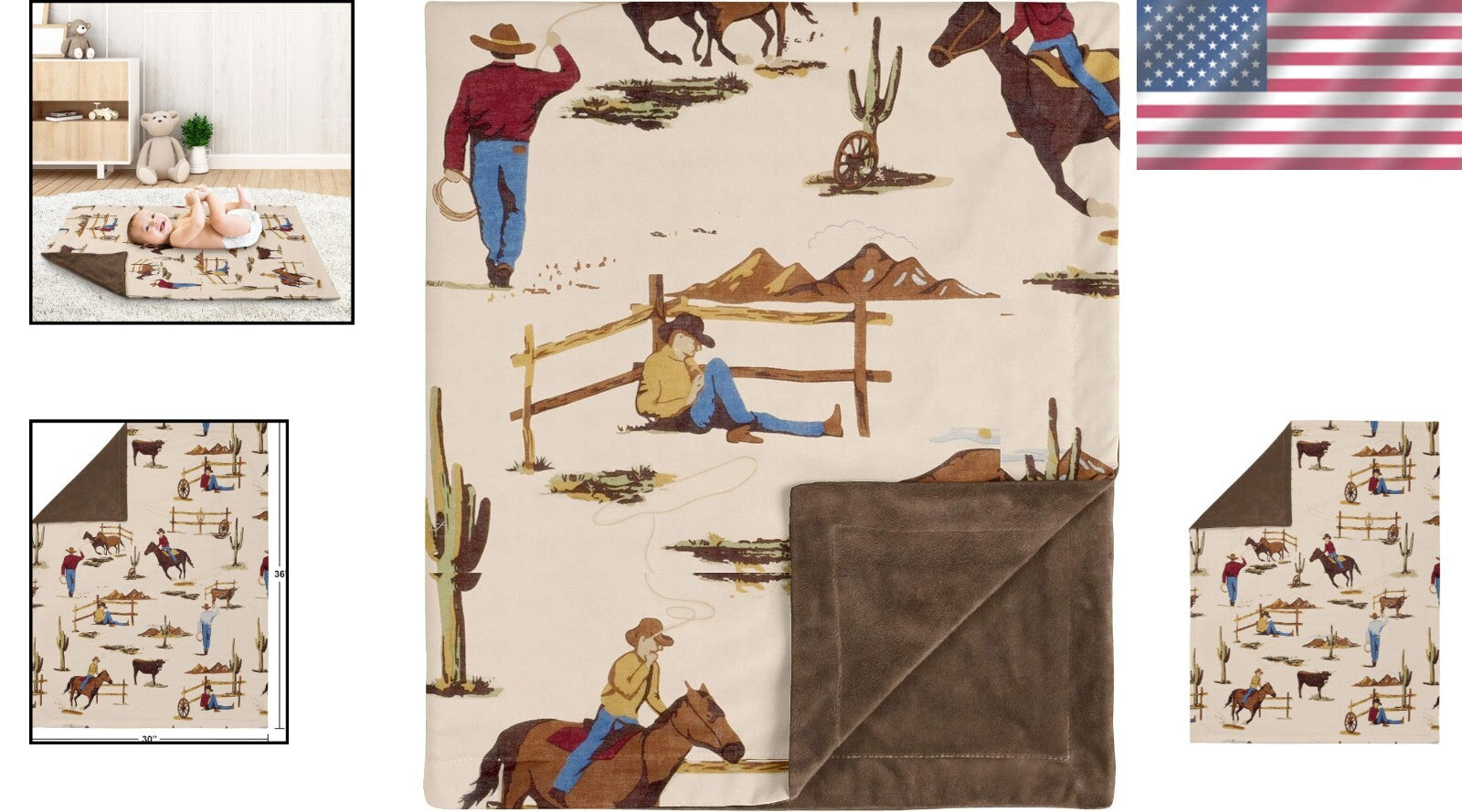 36x30 Inch Southwestern Minky Baby Blanket - Perfect for Infants & Toddlers