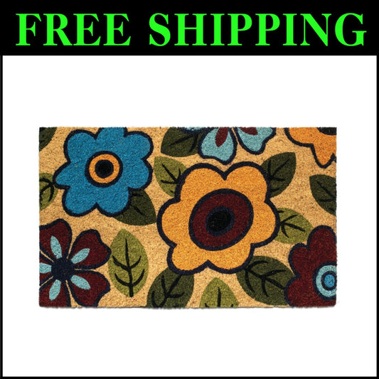 Colorful Vinyl-Backed Coir Doormat for High Traffic - Indoor/Outdoor Use 18x30