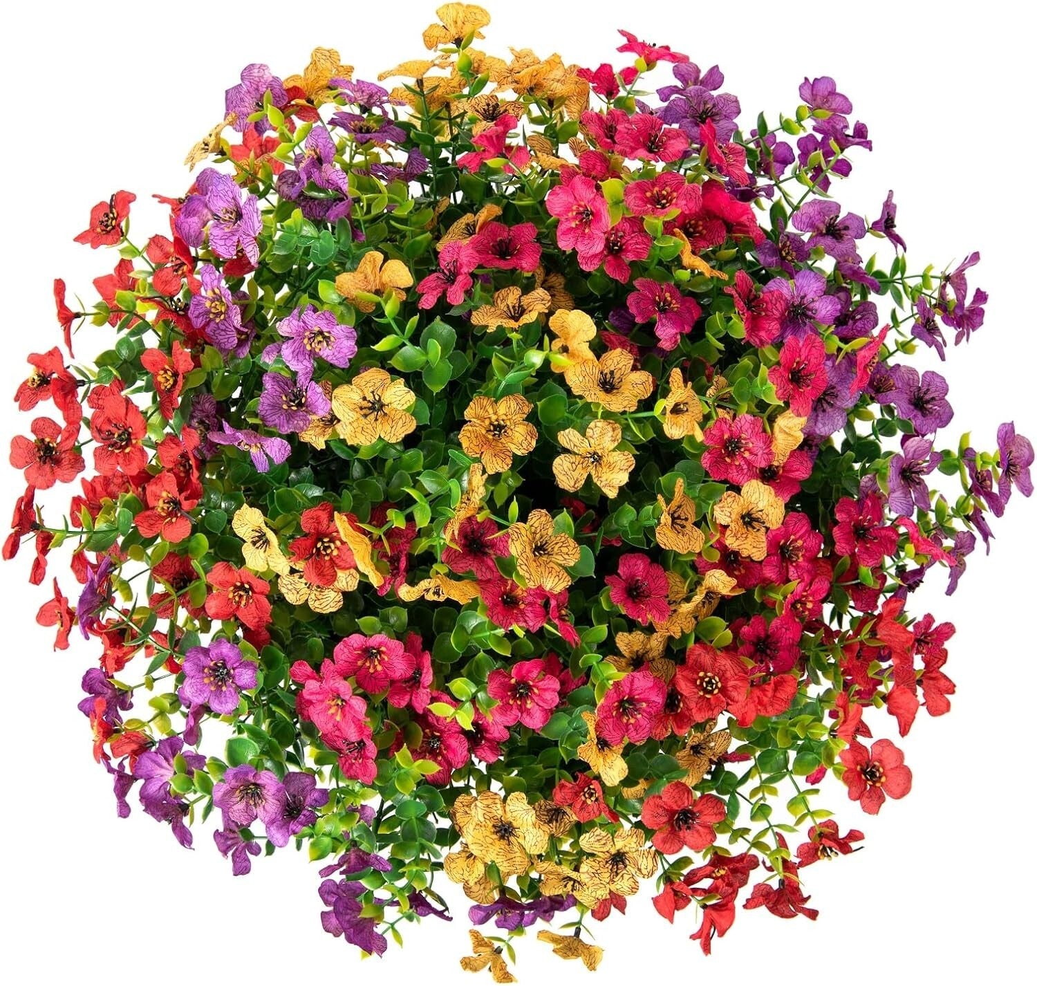 Elegant Faux Hanging Flower Basket with UV Resistant Design for Outdoors