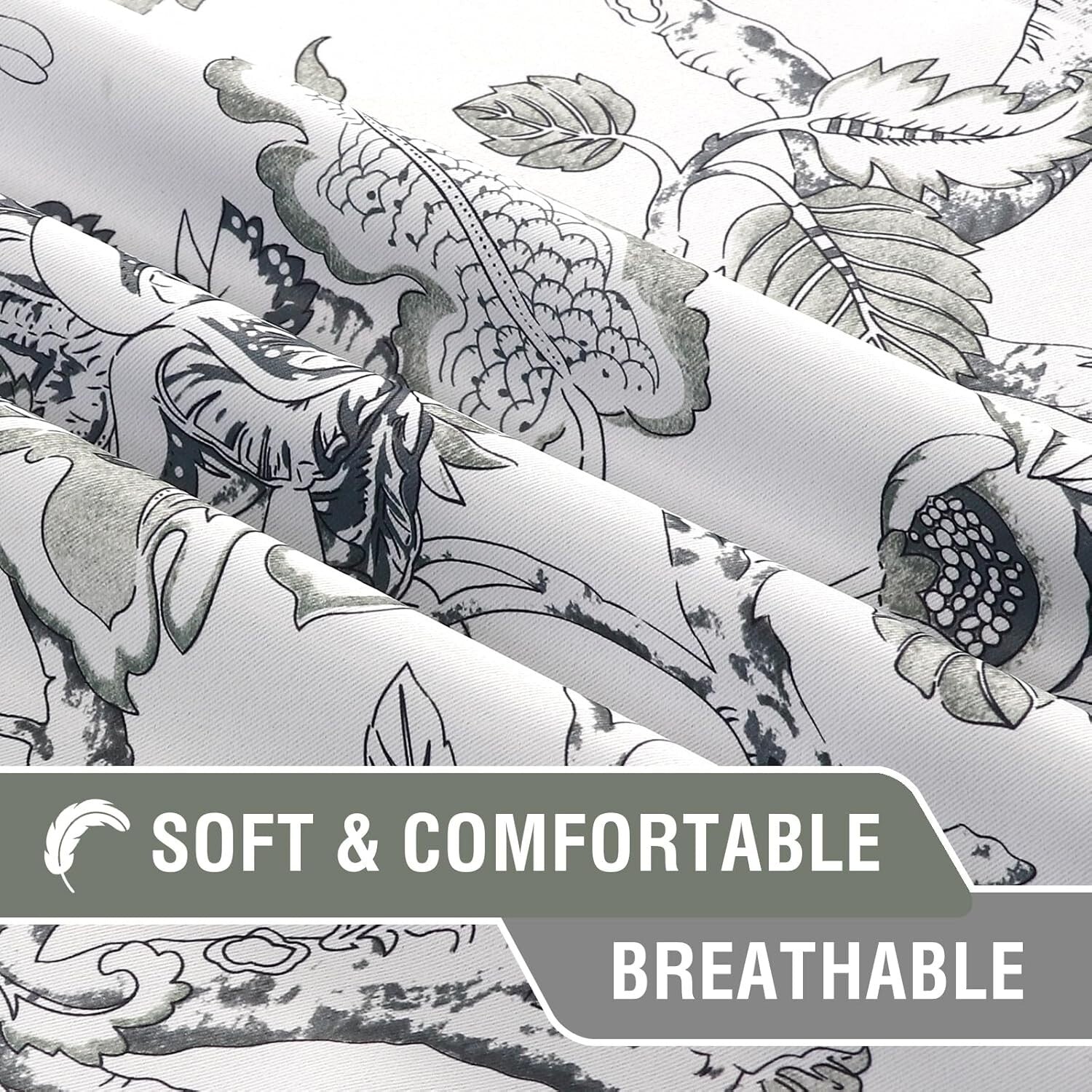 Stylish Blackout Curtains 84" with Floral Print – Energy Saving & Noise Reducing