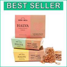Load image into Gallery viewer, Vegan Halva Nostalgia Trio - Cardamom, Pistachio &amp; Dark Chocolate - 8oz 3 Pack