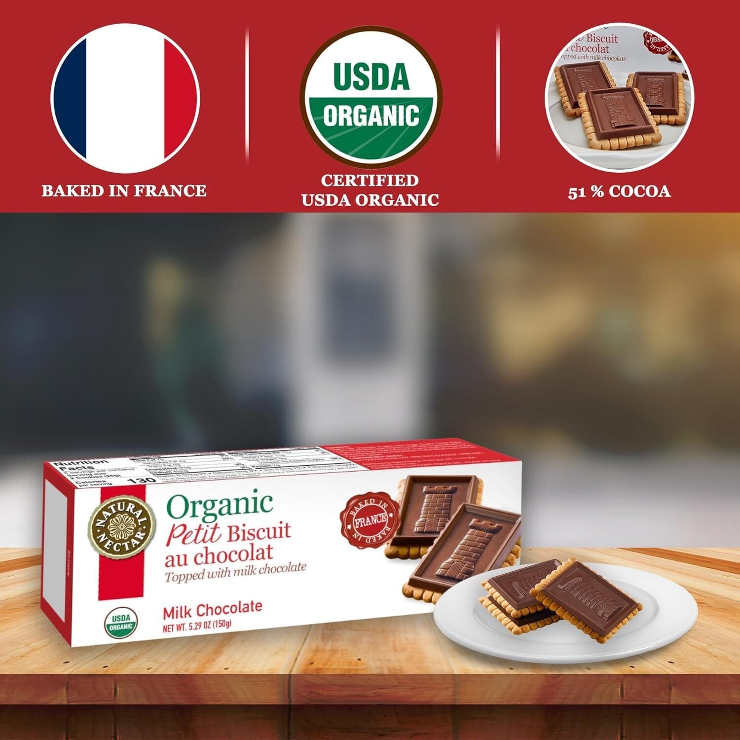 Luxury Organic Milk Chocolate Petit Biscuit Pack - 12 Snacks, Ideal for Sharing