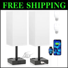 Load image into Gallery viewer, Compact Touch Nightstand Lamps Set with USB-C Ports &amp; AC Outlets - Modern Decor