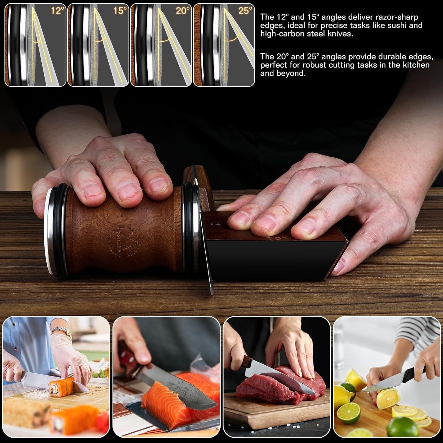 Effortless Kitchen Knife Sharpening Kit with Gift Box - 4 Adjustable Angles