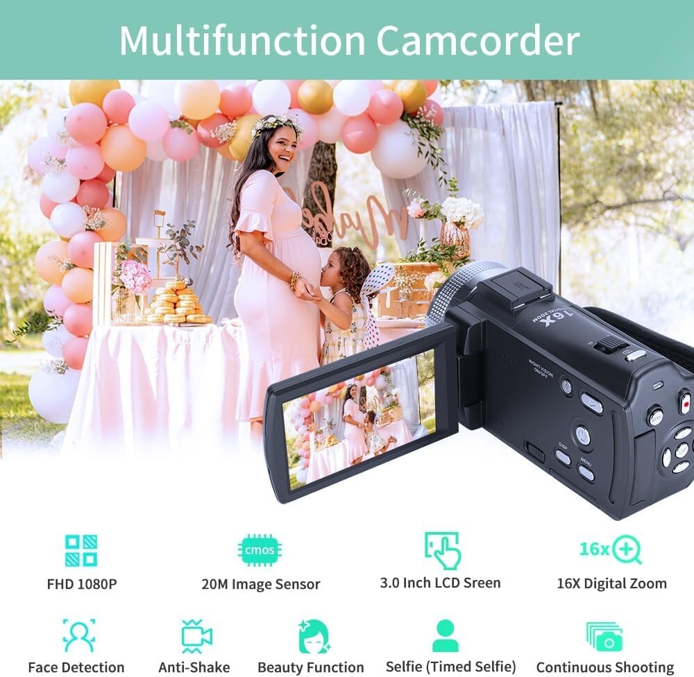 Infrared Night Vision 1080P Camcorder with 16GB Memory - Perfect for Adventurers