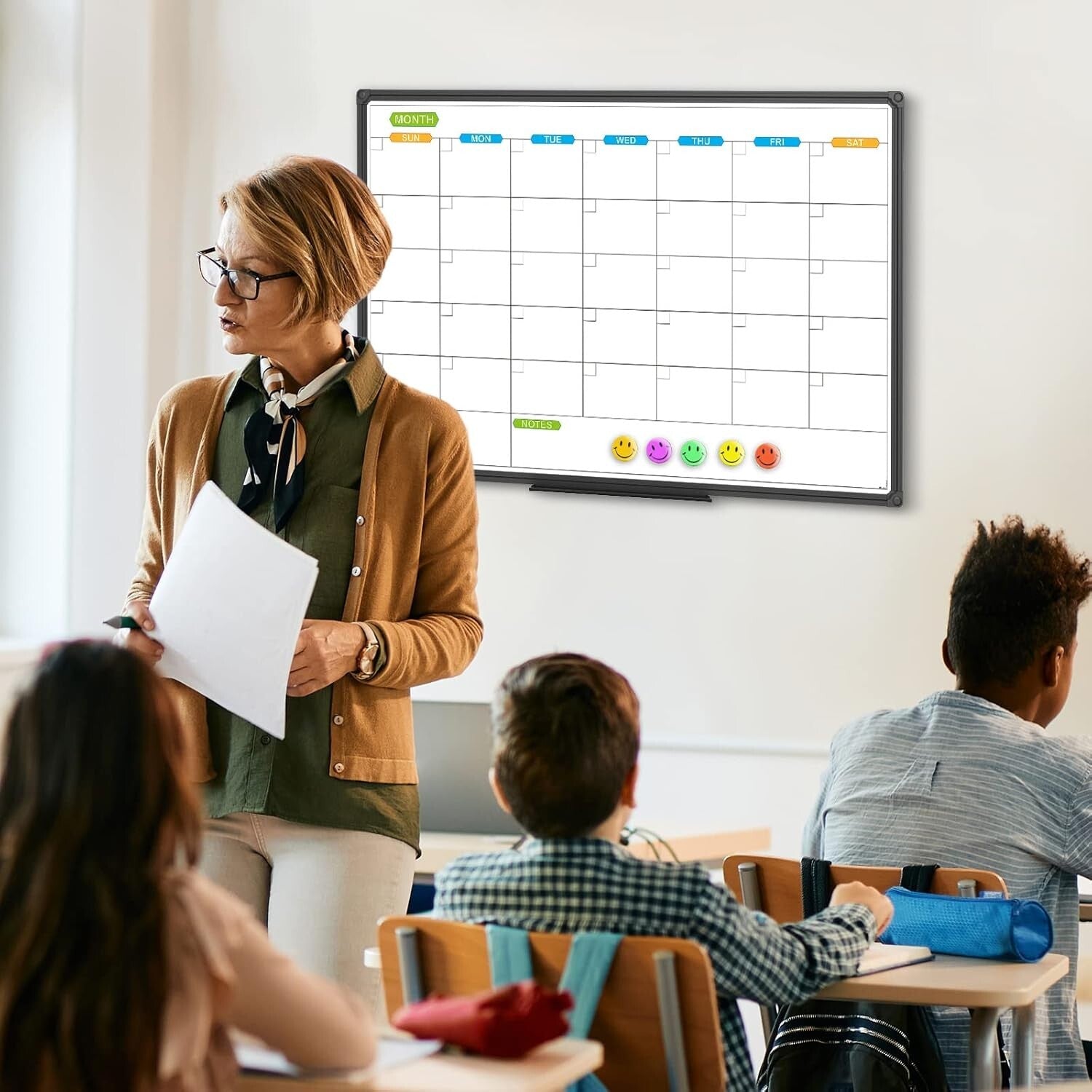 Magnetic Dry Erase Calendar Whiteboard 36x24" - Elegant Wall-Mounted Organizer