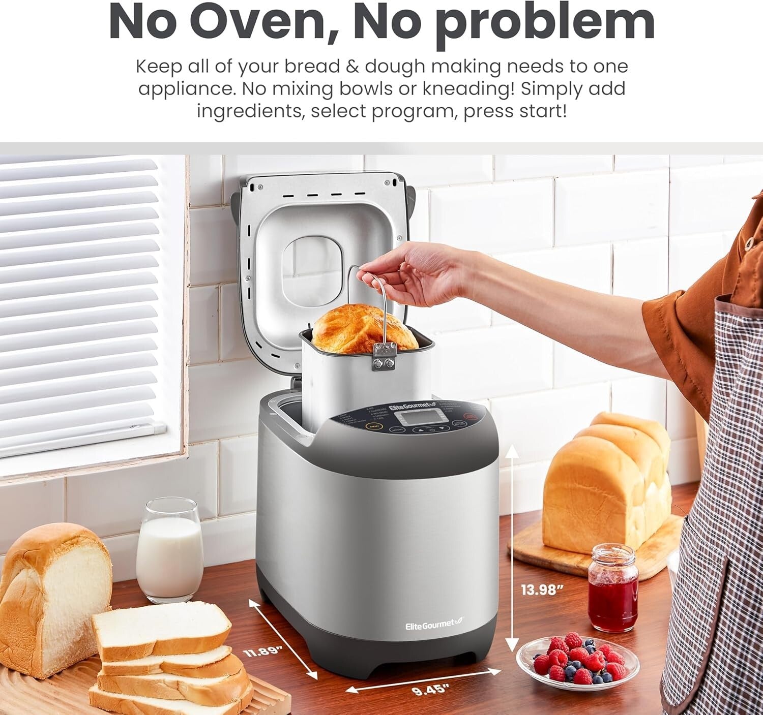 Stainless Steel Bread Maker: 19 Menu Functions & Custom Loaf Sizes Options