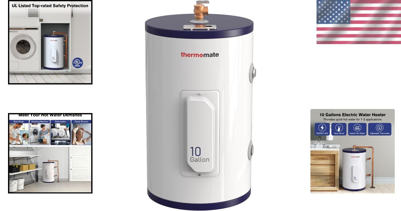 Efficient 10 Gallon Hot Water Heater – Corrosion Resistant with Safety Features