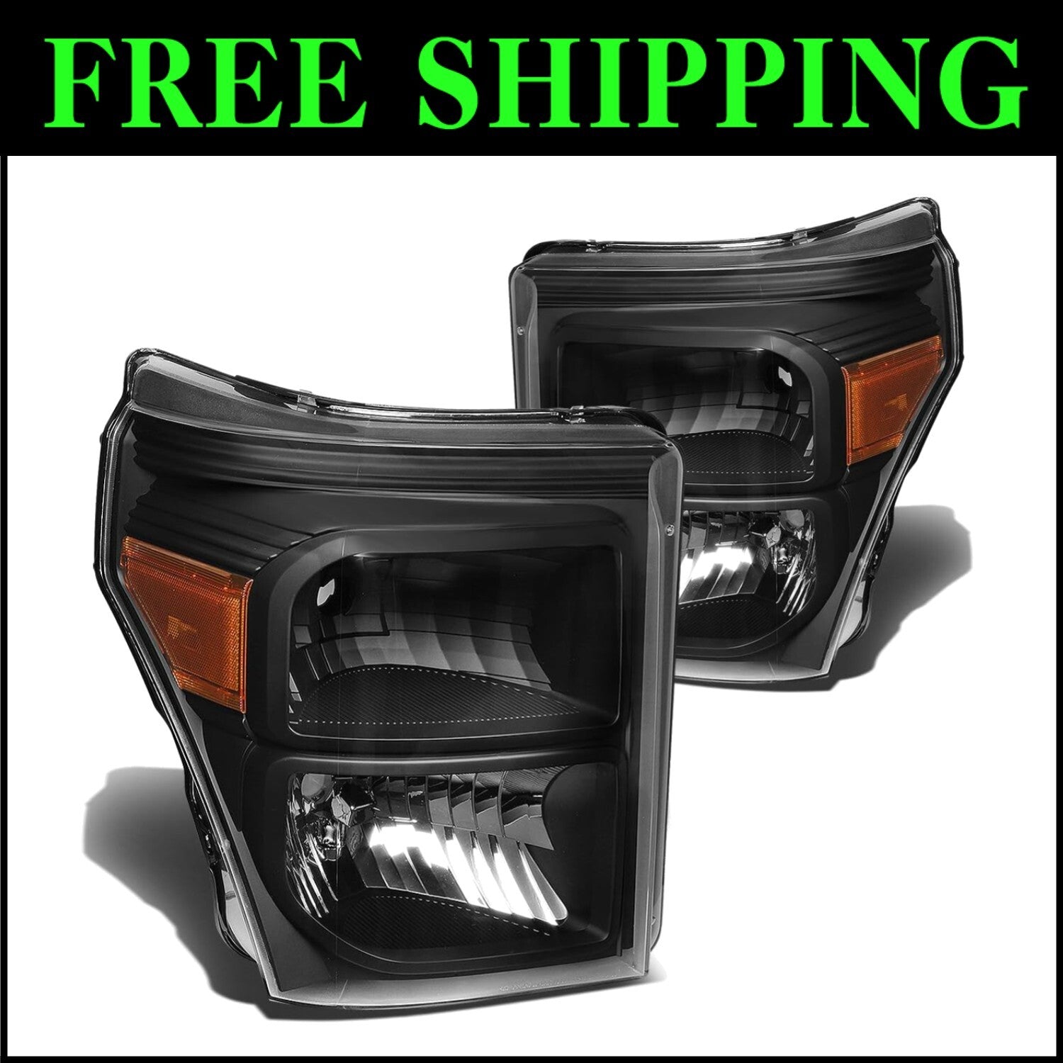 Clear Lens Waterproof Headlights for 11-16 Ford Super Duty - Easy Installation