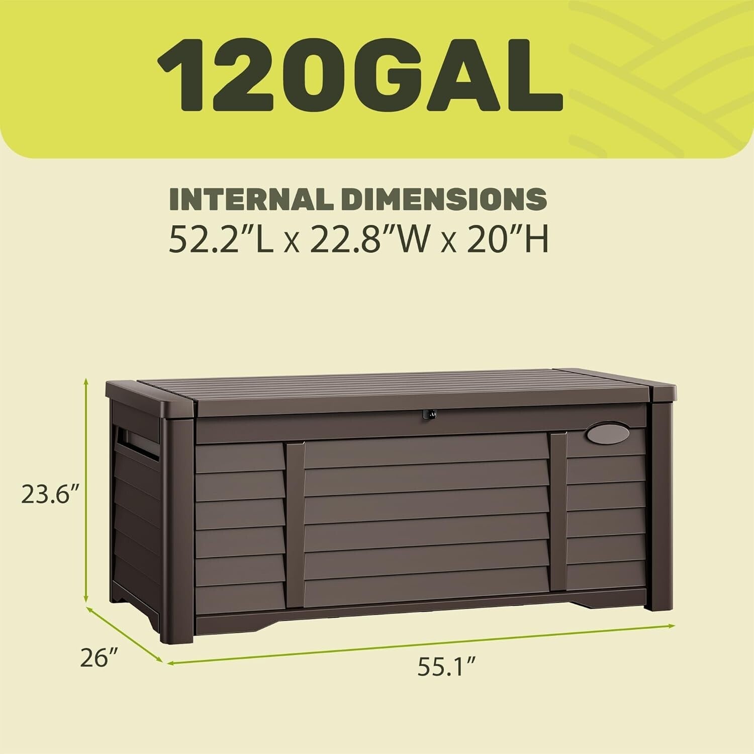 Luxurious 120 Gallon Dark Brown Storage Bench - Perfect for Patios and Pools