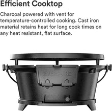 Load image into Gallery viewer, Compact Tabletop Cast Iron Grill &amp; Griddle - Charcoal Powered for Perfect Meals