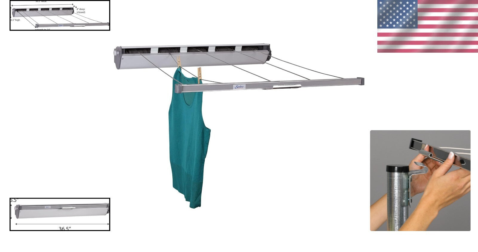 Eco-Friendly Retractable Clothesline with 170 Ft of Tangle-Free Drying Space