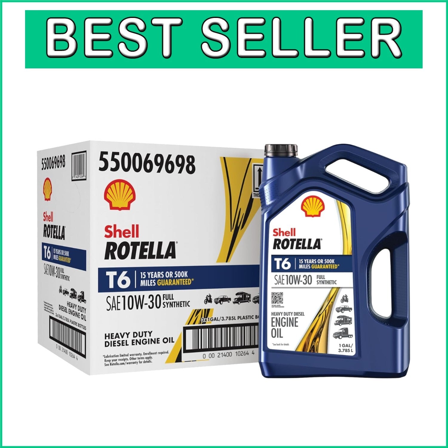 Efficient 10W-30 Full Synthetic Motor Oil with Triple Protection - 3 Gallon Set