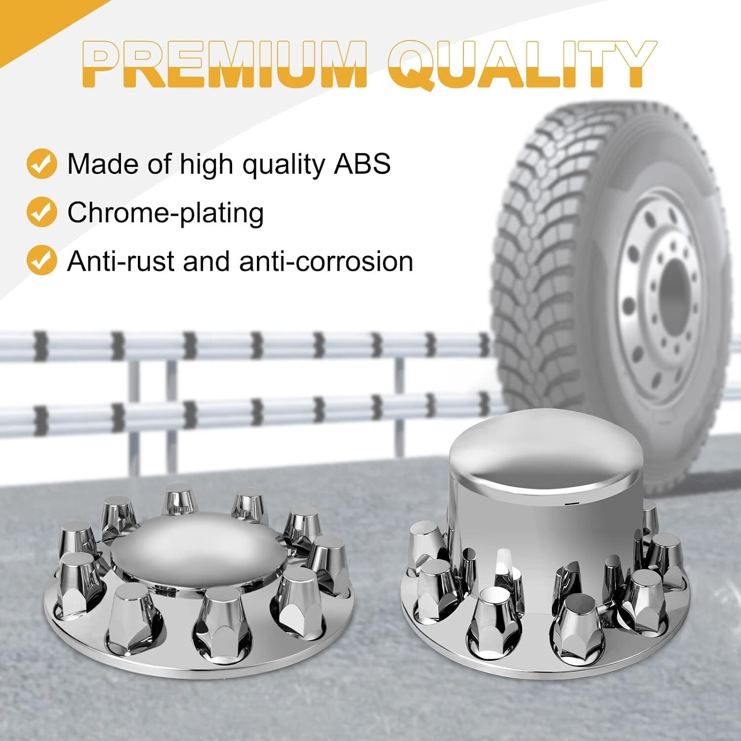 Universal Fit Chrome Dome Axle Covers for Semi Trucks - Premium ABS Design