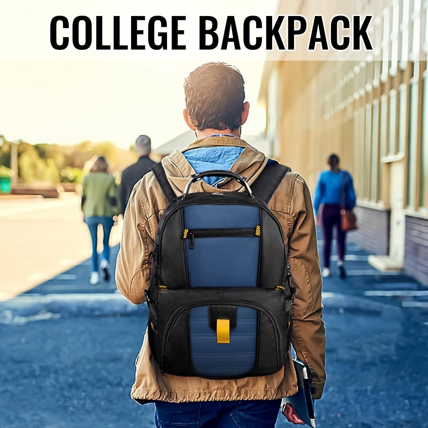 Large Water-Resistant College and Travel Backpack - 17” Laptop Carrier, Roy Blue